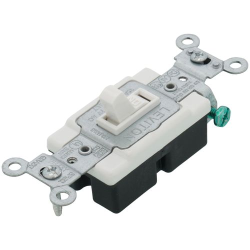 Main product image of Single Pole Commercial Toggle Switch, 15A, Side Wired - White (120/277V)