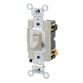 Main product image of Double Pole Commercial Toggle Switch, 15A, Side Wired - Ivory (120/277V)