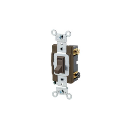 Main product image of 3-Way Commercial Toggle Switch, 15A, Side Wired - Brown (120/277V)