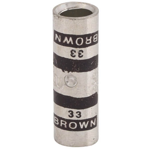 Main product image of Two-Way Standard Barrel Copper Splice Connector, Wire Size 2 AWG (Brown)