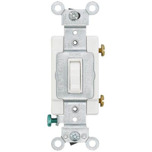 Main product image of Single Pole Commercial Toggle Switch, 20A, Side Wired - White (120/277V)