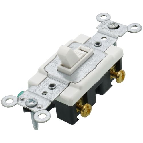 Main product image of Single Pole Commercial Toggle Switch, 20A, Side Wired - White (120/277V)