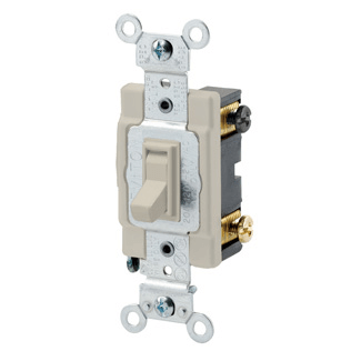Main product image of Double Pole Commercial Toggle Switch, 20A, Side Wired - Ivory (120/277V)