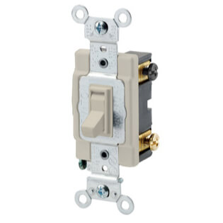 Main product image of 4-Way, Side Wired, Framed Toggle Switch, 20A - Ivory (120/277V)