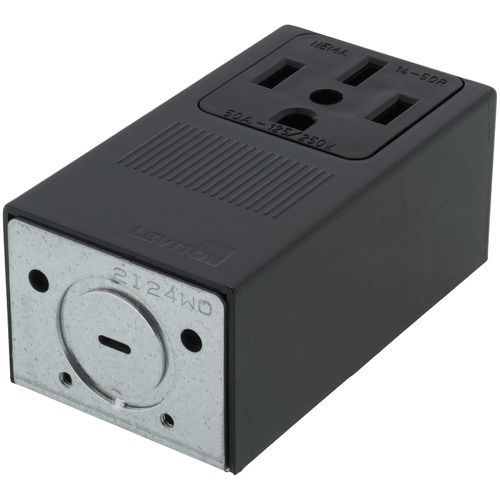 Main product image of Industrial Grade Surface Mounting Straight Blade Power Receptacle, 3P, 50A, NEMA 14-50R - Black (125/250V)