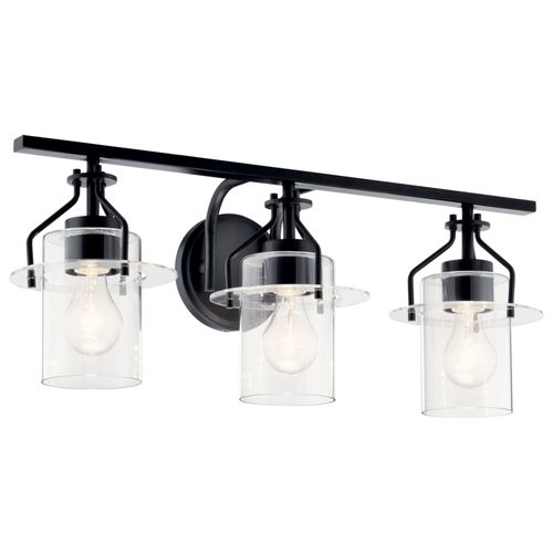 Main product image of Everett 34" 3 Light Vanity Light w/ Clear Glass (Black)