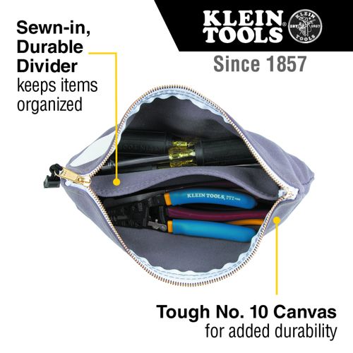 Main product image of 7" Canvas Tool Pouch/Zipper Bag w/ Divider (Gray)