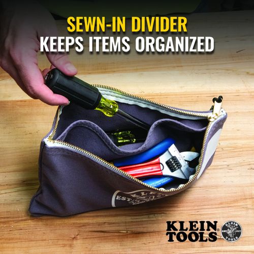 Main product image of 7" Canvas Tool Pouch/Zipper Bag w/ Divider (Gray)