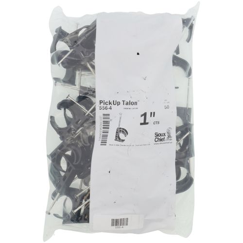 Main product image of PickUp Tube Talon w/ Nail for 1" Copper, PEX and CPVC Tubing, Black (Box of 50)