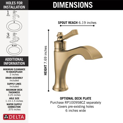Main product image of Dorval 1 Handle Bathroom Faucet (Champagne Bronze), 556-CZMPU-DST