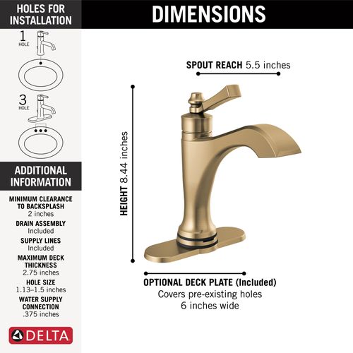 Main product image of Dorval Touch2o Bathroom Faucet w/ Touchless (Champagne Bronze), 556T-CZ-DST