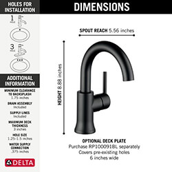 Main product image of Trinsic Single Handle Bathroom Faucet (Matte Black), 559HA-BL-DST