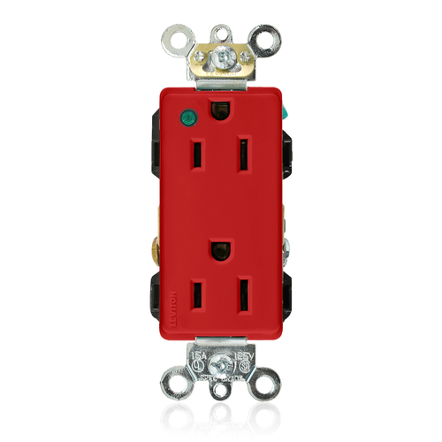 Main product image of Decora Plus Duplex Receptacle, Extra Heavy-Duty Hospital, Power Indication, 15A 125V 2P 3W (Red)