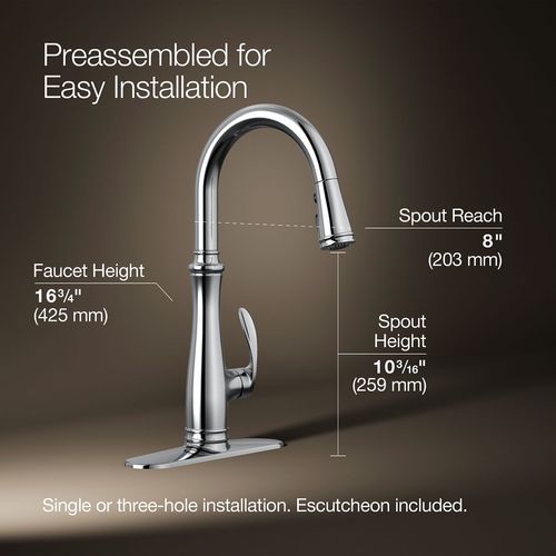 Main product image of Bellera 1-Handle Pull Down Kitchen Faucet (Polished Chrome), K-560-CP