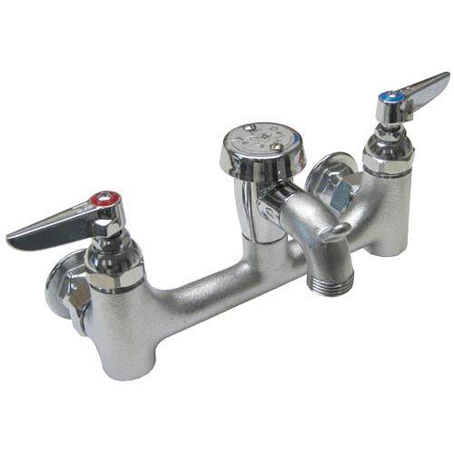 Main product image of Service Sink Faucet, Wall Mount, 8" Centers, Vac. Breaker, Built-in Stops, Rough Chrome, B-0674-BSTR