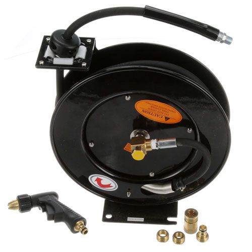 Main product image of Hose Reel, Open, Powder Coated Steel, 35' Of 3/8" Diameter Hose With Water Gun, 5HR-232-09