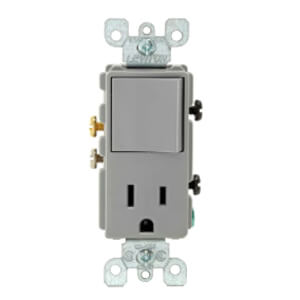 Main product image of Single-Pole Decora Combination Light Switch, Rocker & Receptacle - Gray (120V)