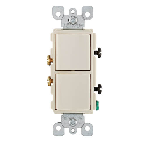 Main product image of Single-Pole, Decora Double Rocker Combination Switch, 20A - Light Almond (120/277V)