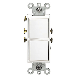 Main product image of Single-Pole, Double Rocker Decora Combination Switch, 20A - White (120/277V)