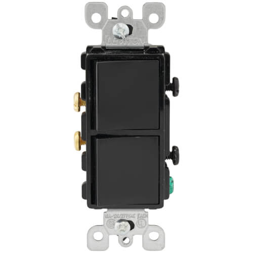 Main product image of Single-Pole Decora Double Rocker Combination Light Switch - Black (120/277V)