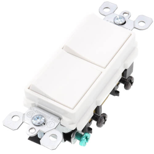 Single-Pole Decora Combination, Double Rocker Light Switch - White (120/277V)