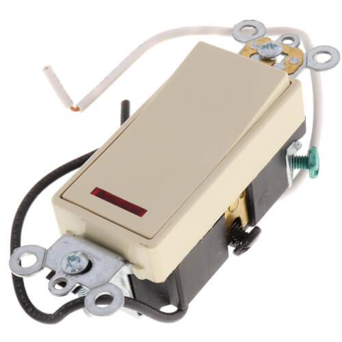 Main product image of 3-Way Decora Plus Rocker Pilot Light, Illuminated On, Commercial Grade, 20A - Ivory (120V)