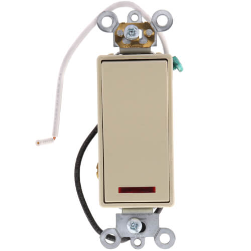 Main product image of 3-Way Decora Plus Rocker Pilot Light, Illuminated On, Commercial Grade, 20A - Ivory (120V)