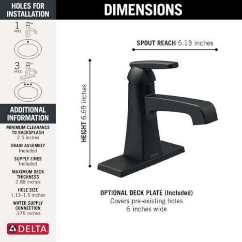 Main product image of Ashlyn Single Handle Bathroom Faucet - Metal Pop-Up (Matte Black), 564-BLMPU-DST