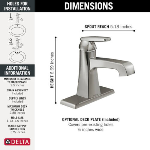 Main product image of Ashlyn Single Handle Bathroom Faucet (Stainless), 564-SSMPU-DST