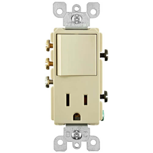 Main product image of 3-Way Decora 5-15R Combination Switch, Rocker & Receptacle - Ivory (120V)