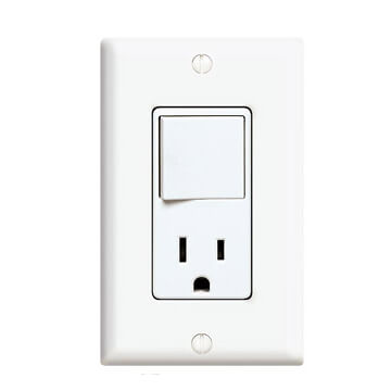 Main product image of 3-Way Decora 5-15R Combination Switch, Rocker & Receptacle - White (120V)