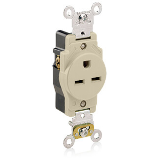 Main product image of Industrial Grade Single Receptacle, 15A, NEMA 6-15R - Ivory (250V)