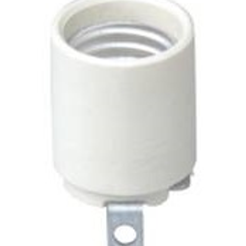 Main product image of Medium Base, 1 Piece, Keyless, Incandescent, Unglazed Porcelain Lampholder, Bracket Mount, Single Circuit, Back Wired, (White)