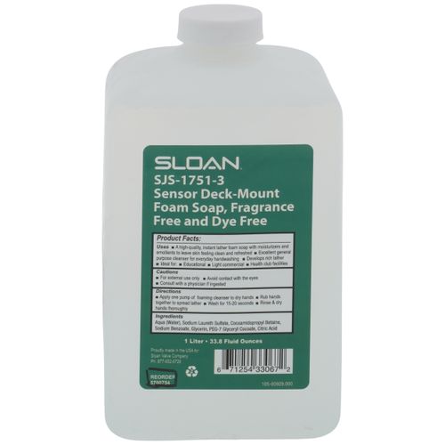 Main product image of SJS-1751-3 Sensor Deck-Mount Foam Soap, Fragrance & Dye Free (33.8 oz./1000 ml)