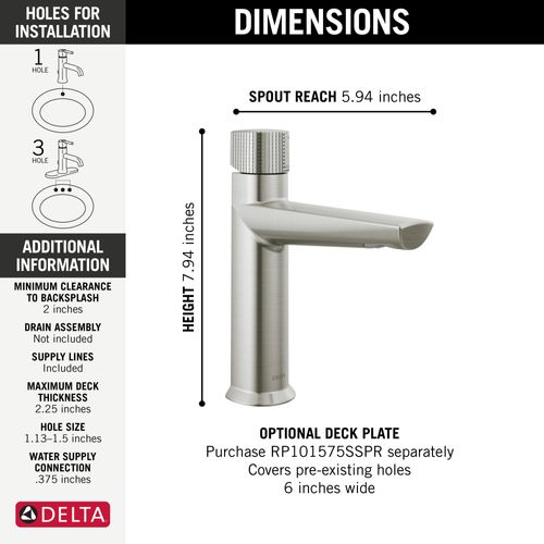 Main product image of Galeon 1 Handle Bathroom Faucet (Lumicoat Stainless), 573-SS-PR-LPU-DST