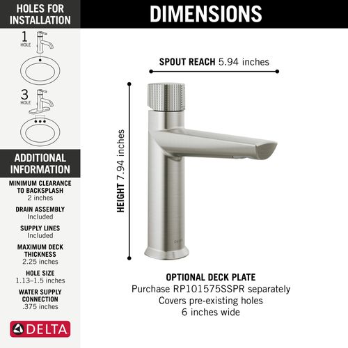Main product image of Galeon 1 Handle Bathroom Faucet, Metal Pop Up (Lumicoat Stainless), 573-SS-PR-MPU-DST