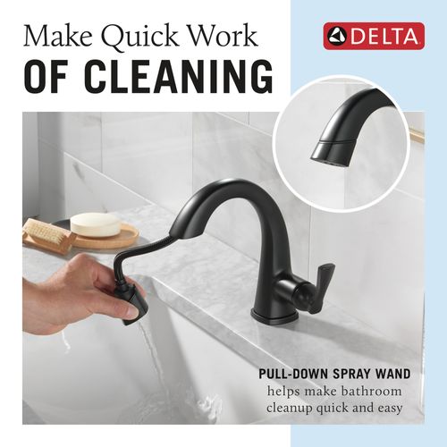 Main product image of Stryke 1 Handle Pull Down Bathroom Faucet (Matte Black), 577-BLPD-DST