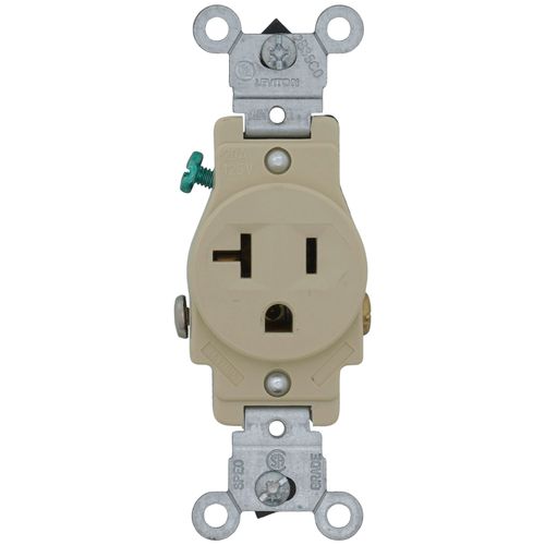 Main product image of Narrow Body Single Receptacle, 20A, NEMA 5-20R - Ivory (125V)