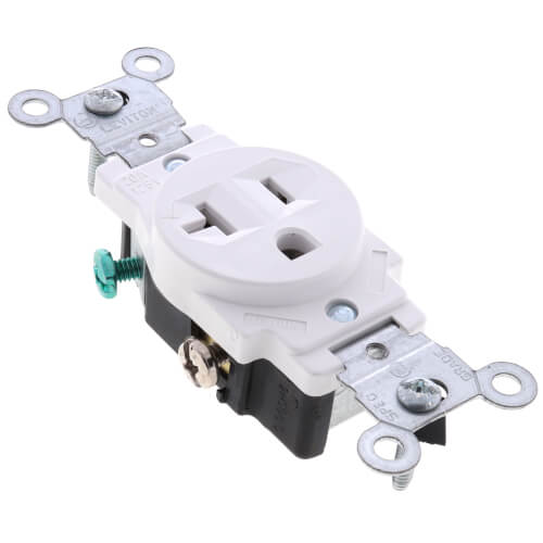 Main product image of Narrow Body Single Receptacle, 20A, NEMA 5-20R - White (125V)