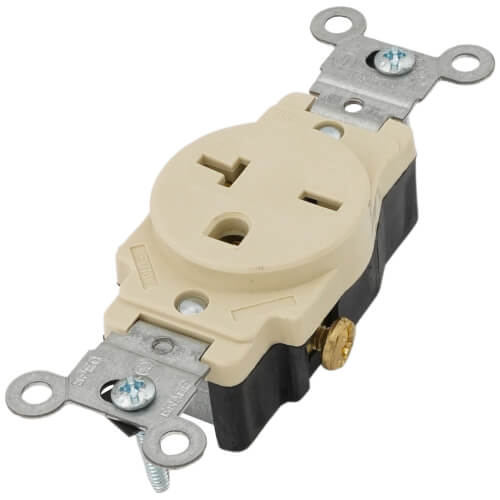 Main product image of Narrow Body Single Receptacle, 20A, NEMA 6-20R - Ivory (250V)