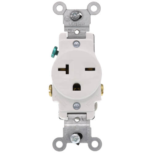 Main product image of Narrow Body Single Receptacle, 20A, NEMA 6-20R - White (250V)