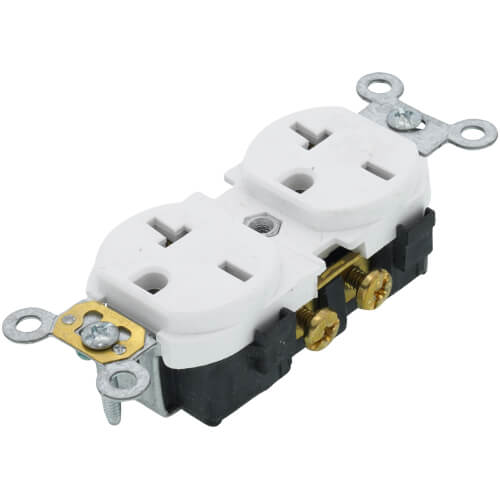 Main product image of Commercial Grade Duplex Receptacle w/ Indented Face, 2P, 20A, NEMA 6-20R - White (250V)