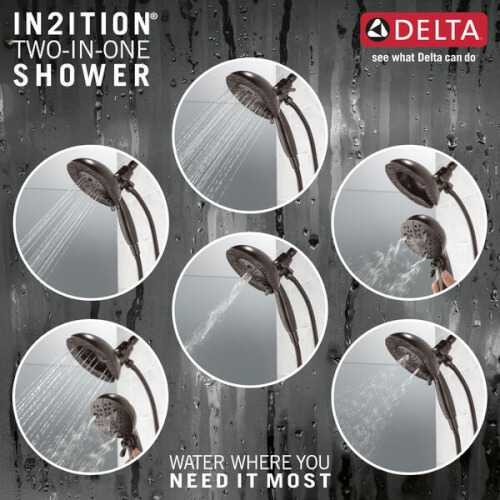 Main product image of In2ition H2Okinetic 2-in-1 Shower Head 2.5 GPM w/ 5-Spray Pattern (Venetian Bronze), 58480-RB25-PK
