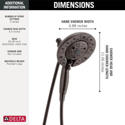 Main product image of In2ition H2Okinetic 2-in-1 Shower Head 2.5 GPM w/ 5-Spray Pattern (Venetian Bronze), 58480-RB25-PK