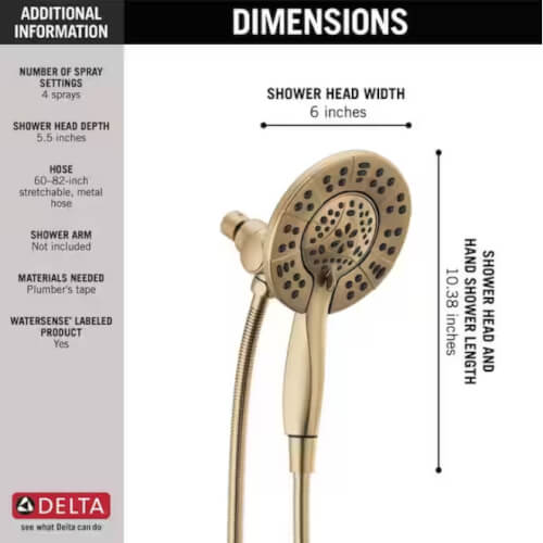 Main product image of In2ition HSSH 2-in-1 Shower Head 1.75 GPM 4-Spray Pattern (Champagne Bronze), 58499-CZ