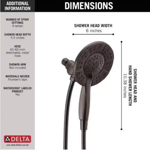 Main product image of In2ition HSSH 2-in-1 Shower Head 1.75 GPM 4-Spray Pattern (Venetian Bronze), 58499-RB