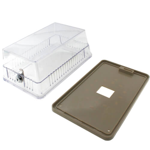 Main product image of 8-1/4" x 4-1/2" x 3-1/4" Clear Plastic Thermostat Guard with Two Bases