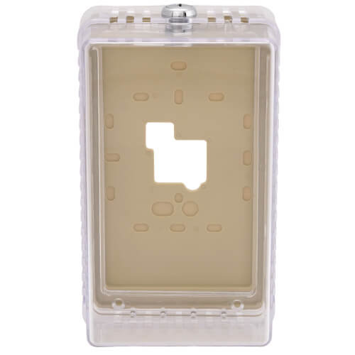Main product image of 5-3/4" x 3-1/2" x 2-3/4" Clear Plastic Thermostat Guard with Two Bases