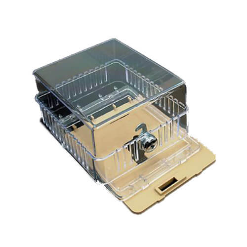 Main product image of 4-3/4" x 4-1/4" x 2-3/4" Clear Plastic Thermostat Guard with Two Bases