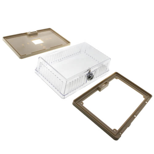 Main product image of 6-1/4" x 3-3/4" x 1-3/4" Clear Plastic Thermostat Guard with Two Bases